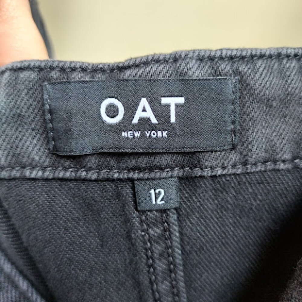 OAT New York Black Denim Cropped Slit Hem Wide Leg Adjustable Jumper Romper 12 - Picture 14 of 16